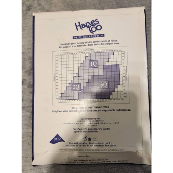 Vintage Hanes Too Day Sheer Control Top Reinforced Toe Plus Size 3Q Classic Navy - Picture 2 of 2